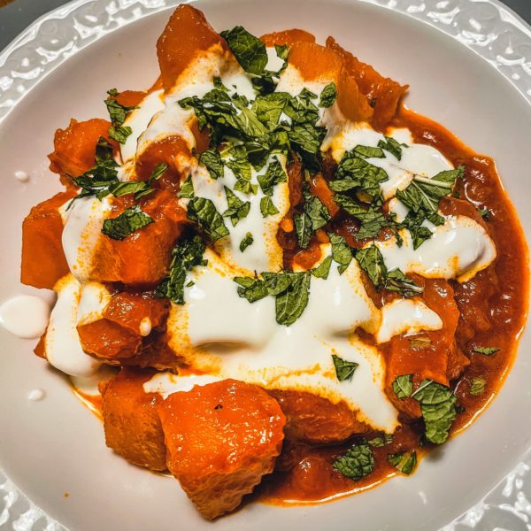 Kadu Borani Rezept afghanischer Kürbis mit Honig, Ingwer und Minze