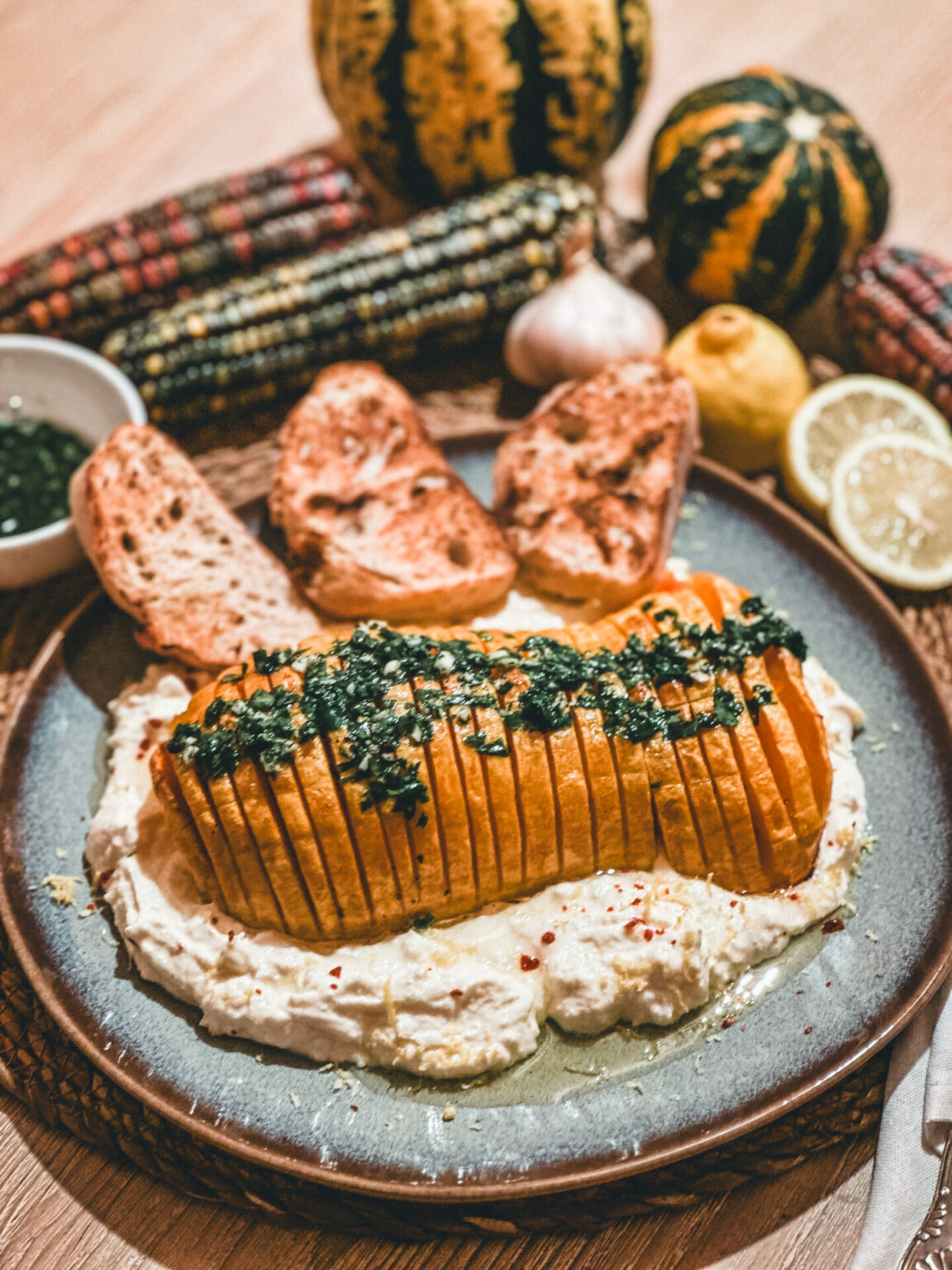 Butternut Kürbis Rezept mit Feta aus dem Ofen